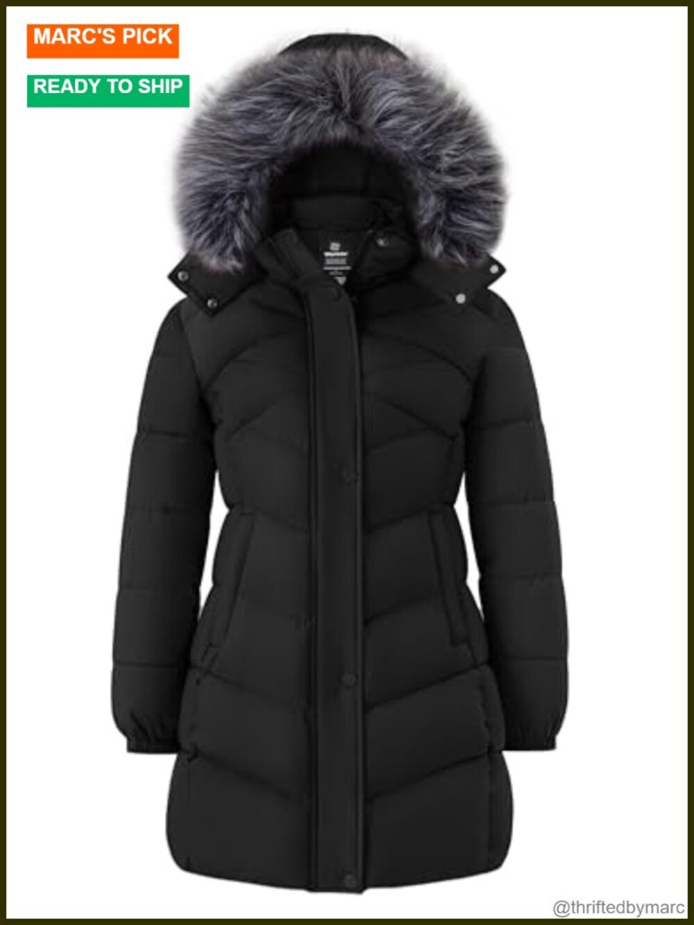 Women's Long Puffer Jacket Lightweight Warm Winter Coat Faux Fur Hood